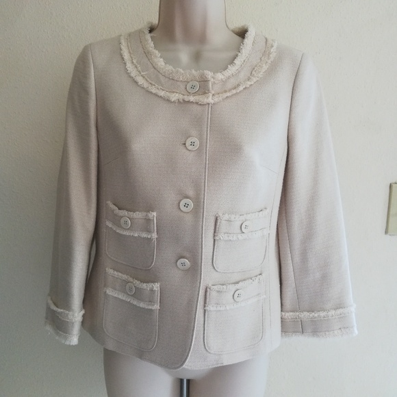 Talbots Jackets & Blazers - Talbots Beige Blazer with Fringe Detail